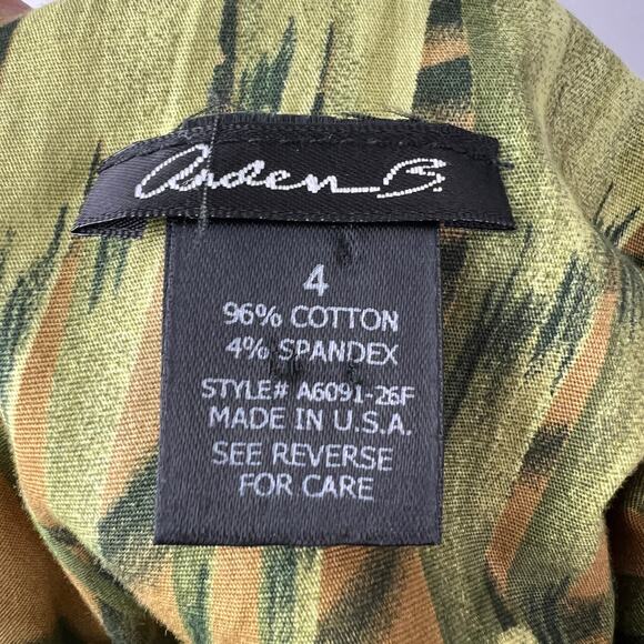 VINTAGE Arden B. Green Bodycon Dress Green Camo Hunting Stretch Back-Zip Size 4 - Picture 6 of 7